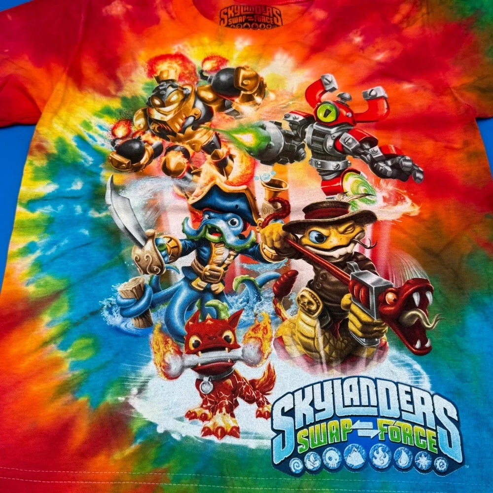 NWOT Skylanders Swap Force Tie Dye T Shirt Kids Size XS Short Sleeve Cotton‎ Y2K